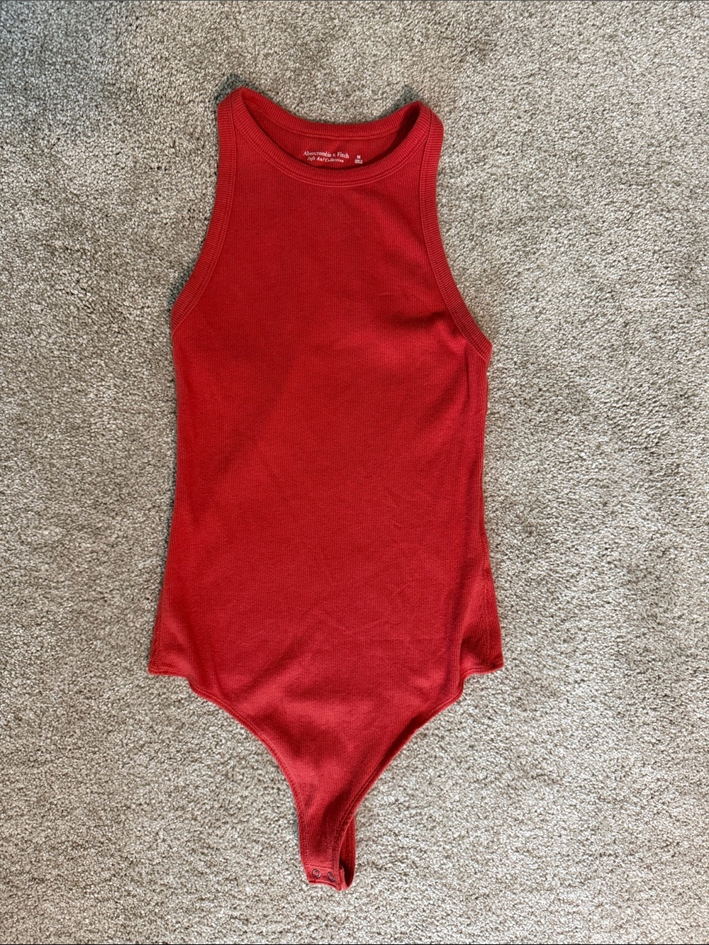 Abercrombie & Fitch Red Ribbed Tank Bodysuit